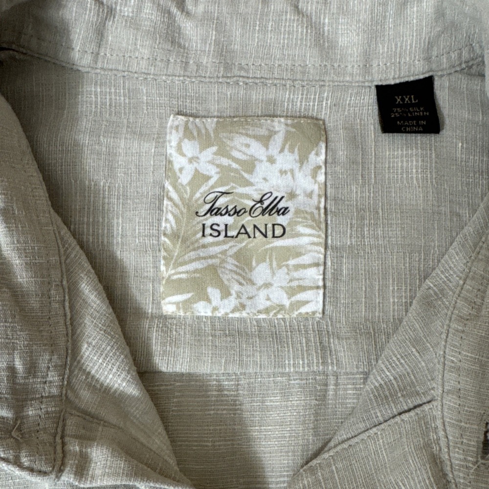 TASSO ELLA ISLAND Silk Linen Shirt Men's XXL Short Sleeve Buttondown Resort wear - Picture 3 of 8